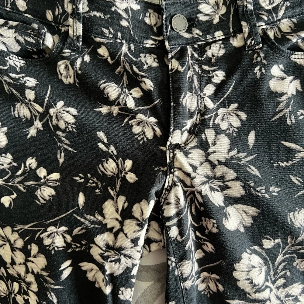 Ann Taylor Black and White Floral Jeans